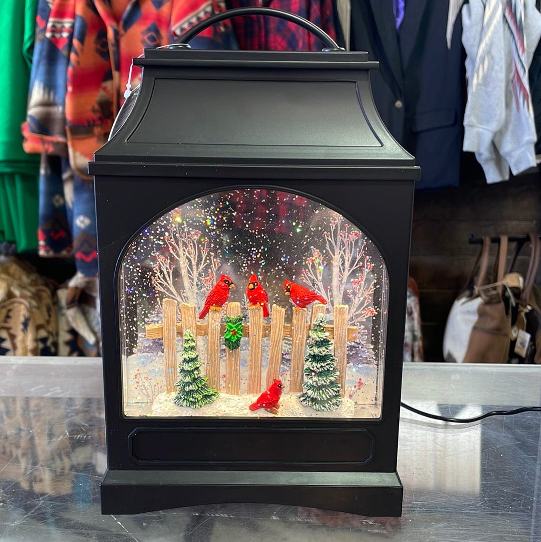 Cardinal on Fence lighted water lantern – Whiskey Ray's Boutique