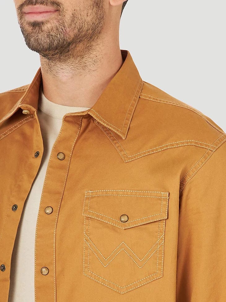 Wrangler Retro Men's Tan Long Sleeve Western Shirt