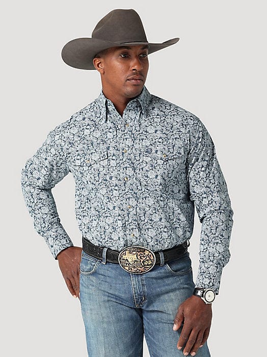 MENS GEORGE STRAIT TROUBADOUR LS WS PRINT SHIRT IN STEEL PAISLEY ...